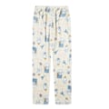 Pikkukuva 1 / 5: Naisten tyttöjen mukavat pyjamat sarjakuva-kuvioinen flanelli joulu anime uni pyjamahousut Beige M