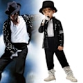 Miniatyrbild 1 av 6: 2024 Barn Pojkar Michael Jackson Cosplay Kostym Halloween Rollspel Festkläder M