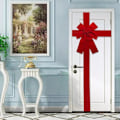 Miniatyrbild 4 av 5: Julklappsbåge för dörrar, stor röd rosett, spets, julgran