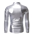 Pikkukuva 2 / 4: Miesten Vintage Metallinhohtoinen Paljetti 70-luvun 80-luvun Disco Pitkähihainen Napitettava Paita Slim Silver M