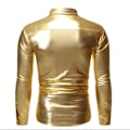 Pikkukuva 2 / 4: Miesten Vintage Metallinhohtoinen Paljetti 70-luvun 80-luvun Disco Pitkähihainen Napitettava Paita Slim Gold M