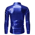Pikkukuva 2 / 4: Miesten Vintage Metallinhohtoinen Paljetti 70-luvun 80-luvun Disco Pitkähihainen Napitettava Paita Slim Blue M