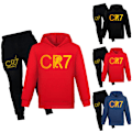 Miniatyrbild 4 av 5: Cristiano Ronaldo CR7 Barn Pojkar Hoodies Kläder Byxor Sport Träningsoverall Outfits Set Red 150cm