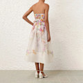 Miniatyrbillede 4 af 5: Zim Style Natura Corset Trykt Linned Midi Kjole Dame Sommer Stroppe Kjole M