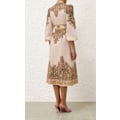 Miniatyrbillede 3 af 5: NATURA MIDI-KJOLE MED KNAPPER 2025 Forår Ny Dame Mode Temperament Retro Stående Hals 4/3 Ærmer Enkeltknappet Lang Damekjole 2XL