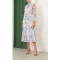 Miniatyrbillede 3 af 5: NATURA TUBULAR MIDI Kjole 2025 Sommer Dame Mode Temperament Retro Stående Hals Slips Flare Ærmer Dame Lang Kjole M