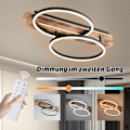 Miniatyrbilde 7 av 10: [3-dagers forsendelse] LED taklamper med tre - Trinnløs dimbar taklampe - 2 ringer moderne soveromslampe - Trespisestuelampe, med fjernkontroll 60x38cm
