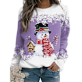Miniatyrbilde 1 av 6: Julegenser Dame Jule T-skjorte Snømann Trykk Bluse Pullover Tee B M