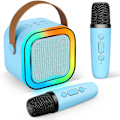 Pikkukuva 1 / 5: Mini Kannettava Karaoke-laite 2 Langattomalla Mikrofonilla, Syntymäpäivälahjoja 4-12-vuotiaille Tytöille, Perhejuhliin Blue