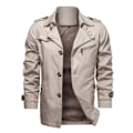 Miniatyrbild 1 av 4: Vårför höst Trenchcoat Herrjackor Casual Ytterkläder Vindjacka Slank Krage Kavajer Off White 4XL