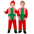 Miniatyrbild 1 av 7: Julklappssats för barn - Kostym för småbarn med rosett, randig topp, hatt och byxor - Halloween Cosplay-kostym för pojkar och flickor 3-14 år M