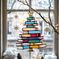 Miniatyrbillede 5 af 5: Bogelskeres hjerteformede mini-bogreol vedhæng ornament juletræ hængende julepynt gaver M