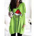 Miniatyrbild 1 av 3: Grinch Jul Mode Damtröjor Casual Långärmad A XL