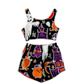 Miniatyrbillede 1 af 3: Spooky Vest Pyjamasæt, Halloween Print til Kvinder, Selvlysende Pyjamassæt Purple M