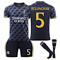 Miniatyrbillede 1 af 2: Fodboldtrøjesæt til børn, 2023-2024 Real Madrid udebanetrøje #5 Bellingham fodboldtøj drenges træningsdragt 20