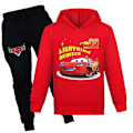 Miniatyrbild 1 av 3: Barn Pojke Bil Tryck Träningsoverall Hoodie Topp + Byxor Outfit Halloween red 140cm