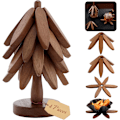 Pikkukuva 1 / 5: Puiset puu-lasinaluset, puiset eristysmatot, pinottavat puu-lasinaluset, puinen pannunalunen Walnut Wood -4 pieces