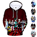 Miniatyrbild 2 av 3: Vuxna My Hero Academia Herr Huvtröjor Casual 3D-tryckt Sweatshirt Toppar med Huva C L