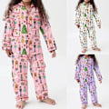 Pikkukuva 3 / 4: 2-8 Vuotta Äiti ja Minä Joulu Pyjama Setti 2-osainen Asu Söpö Graafinen Paita Housut Ruseteilla Pyjamat Naisille Tytöille White 100cm
