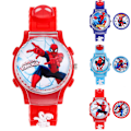 Miniatyrbillede 3 af 5: Spiderman armbåndsur til børn med roterende flip-rem, modeure red
