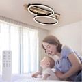 Miniatyrbilde 4 av 10: [3-dagers forsendelse] LED taklamper med tre - Trinnløs dimbar taklampe - 2 ringer moderne soveromslampe - Trespisestuelampe, med fjernkontroll 60x38cm