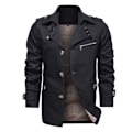 Miniatyrbild 1 av 4: Vårför höst Trenchcoat Herrjackor Casual Ytterkläder Vindjacka Slank Krage Kavajer Black 4XL