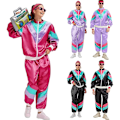 Miniatyrbild 4 av 6: Retro Hip Hop-outfit för män och kvinnor 80- och 90-tals Träningsdräkt Vindjacka Set Kostym Black Blue 2XL