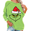 Miniatyrbillede 1 af 3: Dame Jule Grinch Sweatshirt Hættetrøjer Langærmet Bluse Jule Pullover Top D M
