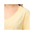 Miniatyrbillede 2 af 4: T-shirt til kvinder - SUPERDRY - Studios Slub Emb Vee Qlc - Gul - Cotton - Korte ærmer - V-hals Gul M