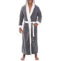 Miniatyrbilde 5 av 6: Morgenkåpe for menn Tykk Fleece Varm Hoody Wrap Robe yttertøy Grey S