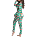 Miniatyrbillede 1 af 4: Kvinde Dyre Pyjamas Onesie Jule Bodydragt Jumpsuit Langærmet Nattøj W Green XL