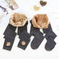 Miniatyrbild 3 av 5: Vintervarma Leggings Dam Tjock Fleece Leggings Hög midja Transparent Black With Socks 220G