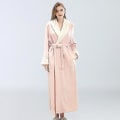 Miniatyrbillede 2 af 4: Dame Morgenkåbe Badekåbe Varm Blød Fleece Lang Morgenkåbe Natkjole Pink XL