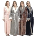 Miniatyrbillede 1 af 4: Damemorgenkåbe Badekåbe Varm Juk Fleece Lang Morgenkåbe Nattøj Pink M