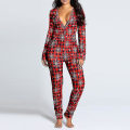 Miniatyrbilde 3 av 3: Kvinner Animal Pyjamas One Piece Christmas Bodysuit Jumpsuit Ångärmad Nattkläder W Checkered Snowflake L