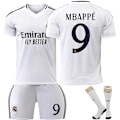 Miniatyrbild 1 av 4: 24-25 Real Madrid Mbappe 9 Hemmafotbollströjor Ny Säsong Senaste Fotbollströjor För Vuxna Och Barn Fotboll Kids 26(140-150cm)