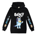 Miniatyrbild 1 av 2: Bingo Bluey Cartoon Print Huvtröjor Barn Pojkar Flickor Casual Hoody Sweatshirt Jumper Huvtröja Toppar Black 11-12 Years