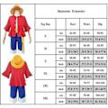Miniatyrbild 5 av 5: Vuxna Barn Cosplay One Piece Monkey D. Luffy Pirat Halmhattar Pirat Japansk Anime Manga Halloween Kostym Fancy Dress Up Adults Adults S