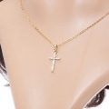 Miniatyrbild 7 av 11: Exklusivt Bekvämt Hög Kvalitet Kors Halsband Diamant Silver