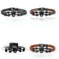 Miniatyrbilde 11 av 11: Rockigt Döskalle Skull Armband Svart/Brun