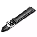Miniatyrbild 4 av 11: Professionellt Läder Klockarmband Svart/Silver 22mm