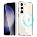Pikkukuva 5 / 11: Magnetiskt trådlöst laddningsskal med stötskydd i PC-material för Galaxy S22 plus Transparent