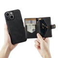 Pikkukuva 1 / 11: iPhone 15- Läderplånboksfodral med magnetiskt hållare Black