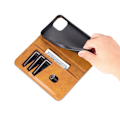 Miniatyrbild 9 av 11: iPhone 15 - Plånboksfodral 3-kortfack i Läder Mörkgrön