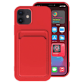 Pikkukuva 1 / 11: iPhone 12 Mini - Skyddande Stilrent Skal med Korthållare Röd