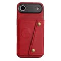 iPhone 17 Air Retro Skal med Kortfack & Knappstängning Röd