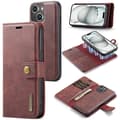 iPhone 13 Case - Premium Läder med 3 Kortfack och Sidofack Röd