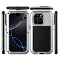 Miniatyrbild 1 av 11: iPhone 16 Pro - HEAVY DUTY Aluminiumskal - Stötsäkert Skydd Silver