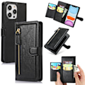 Miniatyrbillede 1 af 11: iPhone 13 Pro - Multifunktionellt Fodral med Zipper & Handledsrem Svart