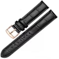 Miniatyrbild 11 av 11: Professionellt Läder Klockarmband Svart/Guld 22mm